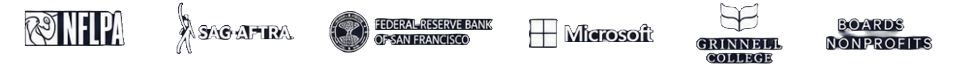 Trusted by NFLPA, SAG-AFTRA, Federal Reserve Bank of San Francisco, Microsoft, Grinnell College, and boards and nonprofits