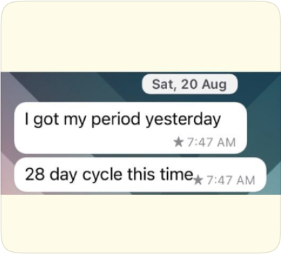 Client text: 28-day cycle and natural period