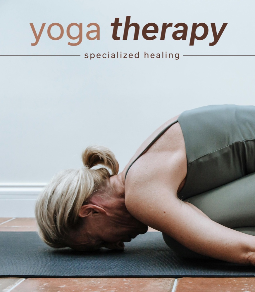 Yoga Therapy — specialized healing; person resting in child's pose