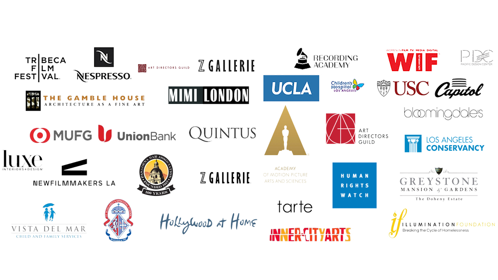 Client portfolio including UCLA, the Recording Academy, the Academy of Motion Picture Arts and Sciences, Nespresso, Bloomingdale's, Human Rights Watch, Greystone Mansion, Tribeca Film Festival, and many more notable Los Angeles organizations