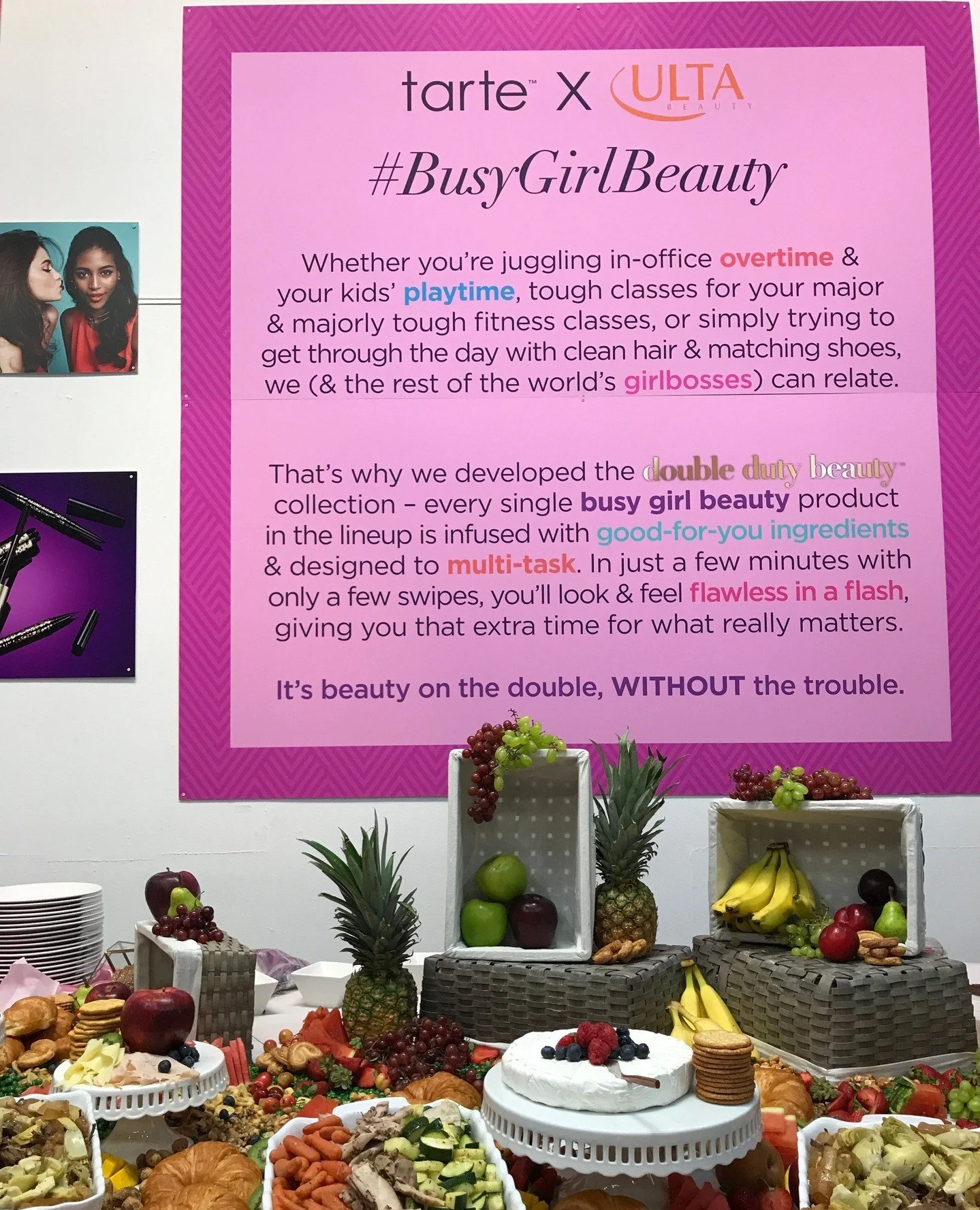Tarte x ULTA Busy Girl Beauty grazing spread with fruit towers