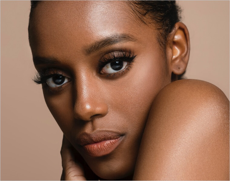 Beauty portrait with dramatic lash extensions
