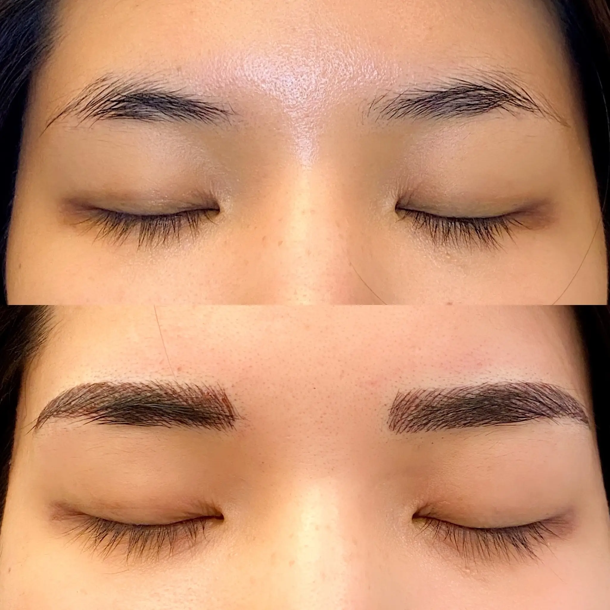 Before and after microblading comparison