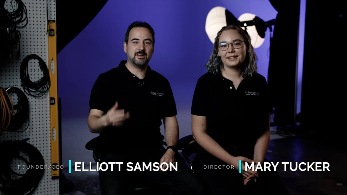 Elliott Samson and Mary Tucker on camera