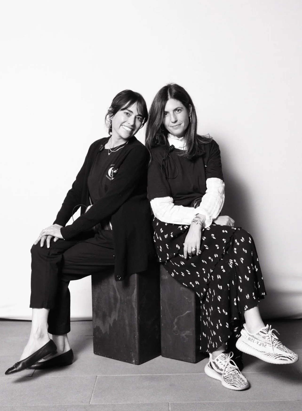 Black and white portrait of the two LA Party Stylists founders