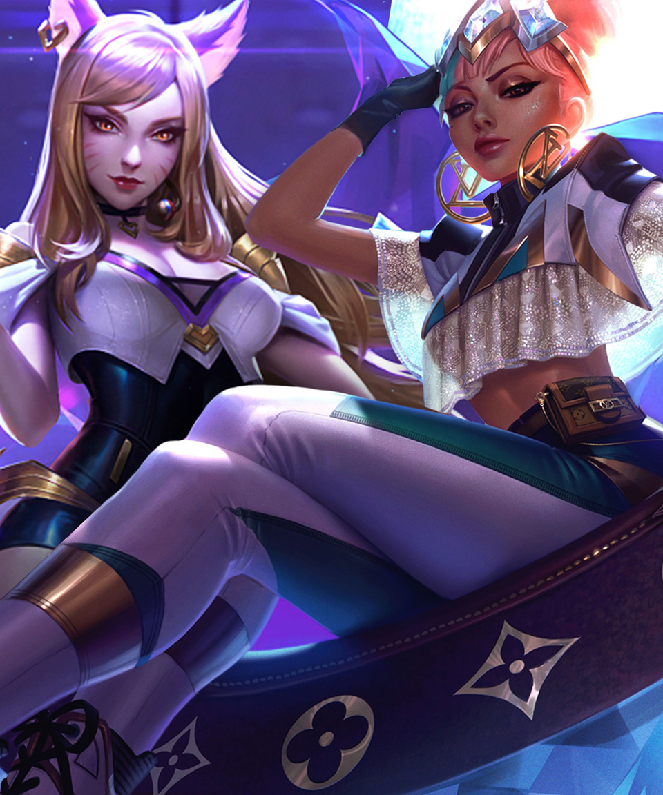 League of Legends K/DA champions in Louis Vuitton-styled outfits
