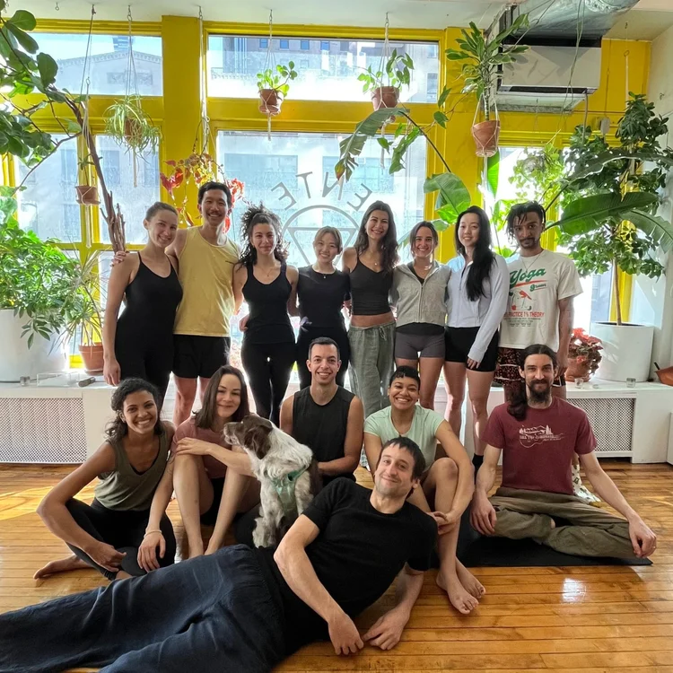 Center Yoga 200-hour teacher training graduation class in the sunlit studio