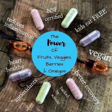 Whole-food nutrition supplements with fruits, veggies, berries and omegas